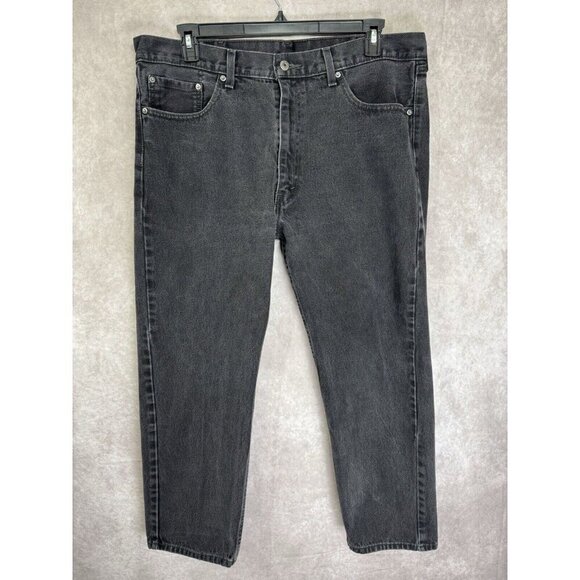 Levis 505 Jeans Mens 40x30 Fits 40x27.5 Black Denim Classic Straight Leg Cotton - Picture 2 of 11